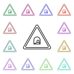 Poster - Sign tunnel multi color style icon. Simple thin line, outline vector of road sign icons for ui and ux, website or mobile application