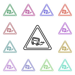 Poster - Sign gravel multi color style icon. Simple thin line, outline vector of road sign icons for ui and ux, website or mobile application