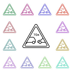 Poster - Limitation of the minimum distance multi color style icon. Simple thin line, outline vector of road sign icons for ui and ux, website or mobile application