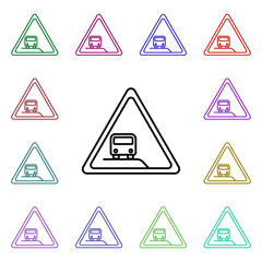 Poster - bus stop sign multi color style icon. simple thin line, outline vector of road sign icons for ui and