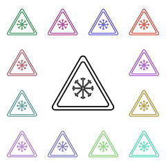 Poster - Road sign snowflake multi color style icon. Simple thin line, outline vector of road sign icons for ui and ux, website or mobile application