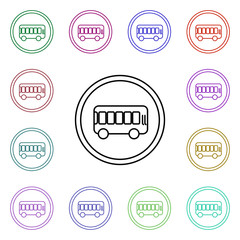 Poster - Sign bus multi color style icon. Simple thin line, outline vector of road sign icons for ui and ux, website or mobile application