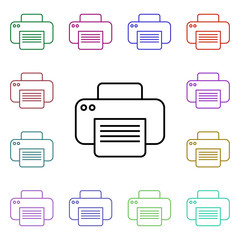 Poster - Printer multi color style icon. Simple thin line, outline vector of technology icons for ui and ux, website or mobile application