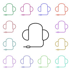 Poster - Gaming headphones multi color style icon. Simple thin line, outline vector of technology icons for ui and ux, website or mobile application