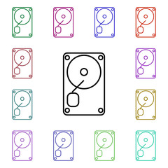 Poster - Gramophone multi color style icon. Simple thin line, outline vector of technology icons for ui and ux, website or mobile application