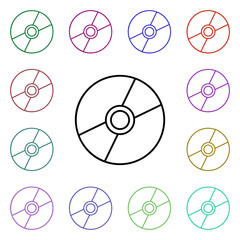 Poster - Cd disk multi color style icon. Simple thin line, outline vector of technology icons for ui and ux, website or mobile application
