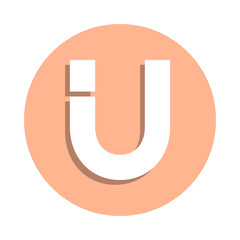 Poster - Text letter u badge icon. Simple glyph, flat vector of web icons for ui and ux, website or mobile application