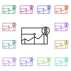 Poster - Business graph multi color icon. Simple thin line, outline vector of web icons for ui and ux, website or mobile application