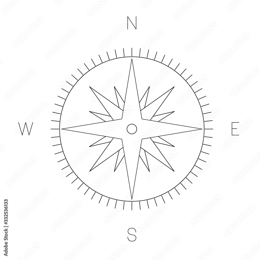 Compass rose - nautical chart. Travel equipment displaying orientation ...