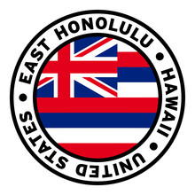 Round East Honolulu Hawaii United States Flag Clipart