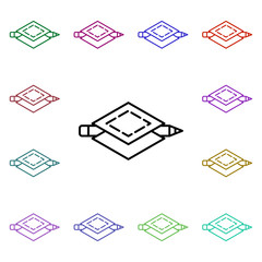 Poster - Design tool multi color icon. Simple thin line, outline vector of web icons for ui and ux, website or mobile application