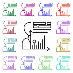 Poster - Employee data multi color icon. Simple thin line, outline vector of web icons for ui and ux, website or mobile application