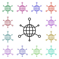 Poster - Global management multi color icon. Simple thin line, outline vector of web icons for ui and ux, website or mobile application