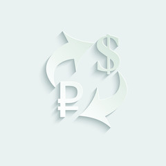 Wall Mural - Paper Exchange money icon. Exchange of russian ruble and dollar currency. euro icon. Yen  dollar . vector