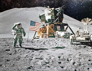 Astronaut on lunar (moon) landing mission. Elements of this image furnished by NASA.