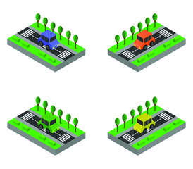 Sticker - car on isometric road