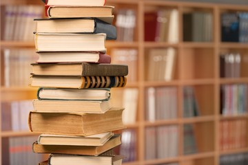 Wall Mural - collection stack of old retro books on background