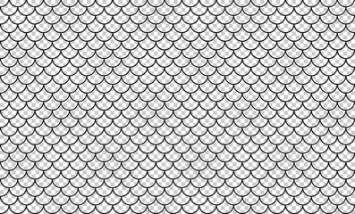 Wall Mural - line art of fish scale pattern isolated on transparent background, tile pattern line, mermaid tail pattern grid for decoration