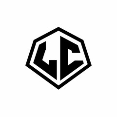 LC monogram logo with hexagon shape and line rounded style design template