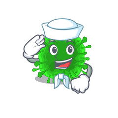 Wall Mural - Cute minunacovirus Sailor cartoon character wearing white hat