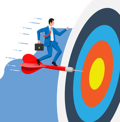 Aufkleber - Businessman aim arrow to target. Goal setting. Smart goal. Business target. Achievement and success. Concept of success career growth. Achievement and goal. Flat vector illustration