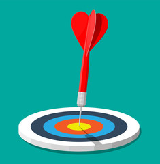 Poster - Target with dart in center. Goal setting. Smart goal. Business target concept. Achievement and success. Vector illustration in flat style