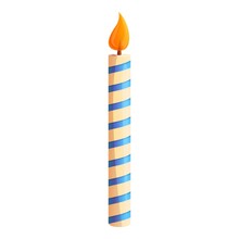 Colorful Birthday Candle Icon. Cartoon Of Colorful Birthday Candle Vector Icon For Web Design Isolated On White Background