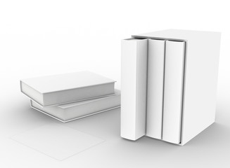 Poster - template empty book mockup set white background , 3d rendering