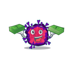 Poster - happy face nyctacovirus character having money on hands