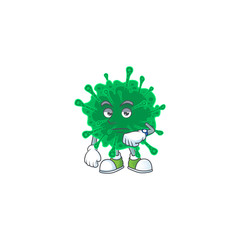 Sticker - A cartoon icon of coronavirus pneumonia with waiting gesture