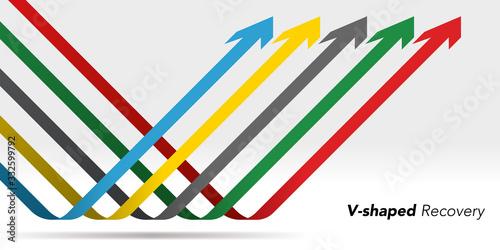 Fotomural V-shaped recovery arrow vector illustration