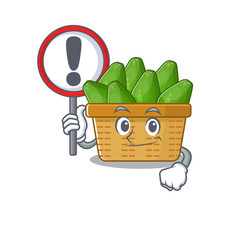 Poster - Cheerful cartoon style of avocado fruit basket holding a sign