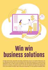 Poster - win win business solution poster flat silhouette vector template. affiliate marketing brochure, book