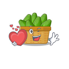 Sticker - A romantic cartoon design of avocado fruit basket holding heart