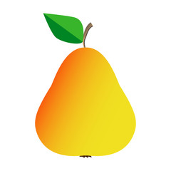 Fresh ripe green and yellow pear icon isolated on a white background. Vector illustration in flat trendy style