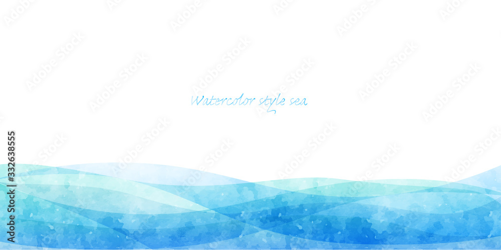 Sea vector illustration painted in watercolor style - obrazy, fototapety, plakaty 