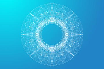 Poster - Abstract dynamic motion lines and dots background with colorful particles. Digital streaming background, wave flow. Plexus stream background. Big Data technology, vector illustration