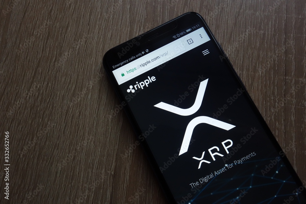 KONSKIE, POLAND - JUNE 30, 2018: Ripple (XRP)  cryptocurrency  website displayed on Huawei Y6 2018 smartphone