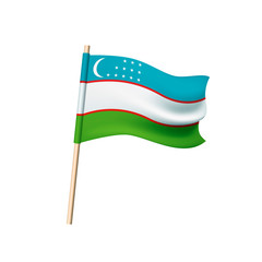 Wall Mural - Uzbekistan flag on white background