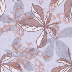 Wall Mural - Chestnut leaves seamless pattern. Watercolor Hand Drawn Background.