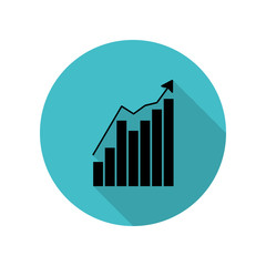 Poster - Growth chart long shadow icon. Simple glyph, flat vector of web icons for ui and ux, website or mobile application