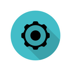 Poster - Gear long shadow icon. Simple glyph, flat vector of web icons for ui and ux, website or mobile application