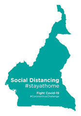 Cameroon map with Social Distancing #stayathome tag.eps