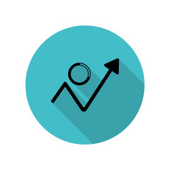 Poster - Arrow of growth and indicative pie long shadow icon. Simple glyph, flat vector of web icons for ui and ux, website or mobile application
