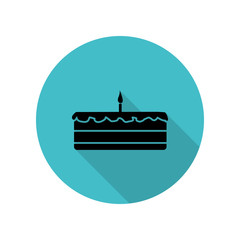Poster - Cake with a candle long shadow icon. Simple glyph, flat vector of web icons for ui and ux, website or mobile application