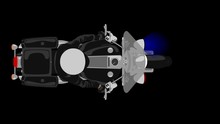 Police Patrol Heavy Motorcycle With Policeman Top View Isolated Cartoon Style Looped Animation