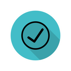 Poster - Sign checked long shadow icon. Simple glyph, flat vector of web icons for ui and ux, website or mobile application