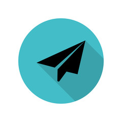 Poster - Paper airplane long shadow icon. Simple glyph, flat vector of web icons for ui and ux, website or mobile application