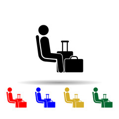 Poster - seating place for person with luggage multi color icon. simple glyph, flat vector of priority icons 