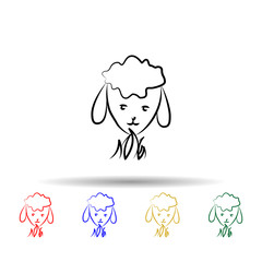 Poster - Head of a sheep multi color icon. Simple thin line, outline vector of sheep icons for ui and ux, website or mobile application